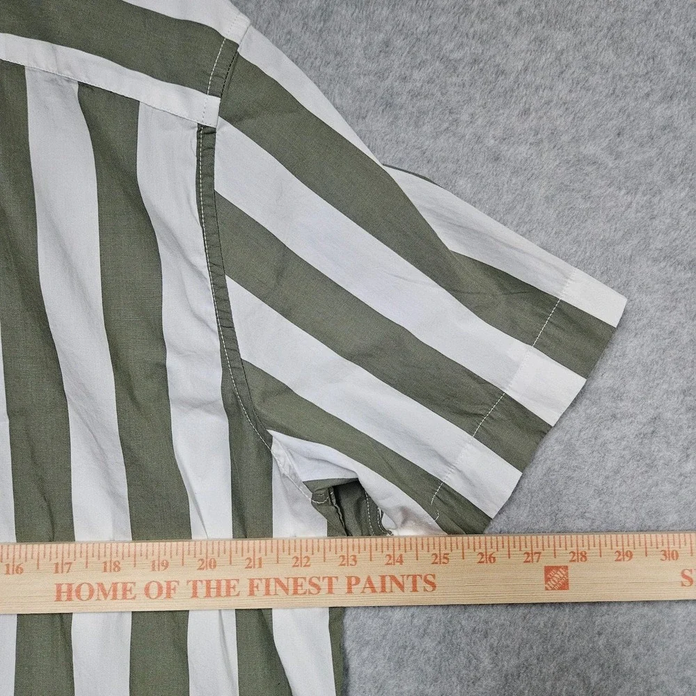 Banana Republic Luxe Poplin Green White Striped Button-Up Shirt Tall XL Slim Fit